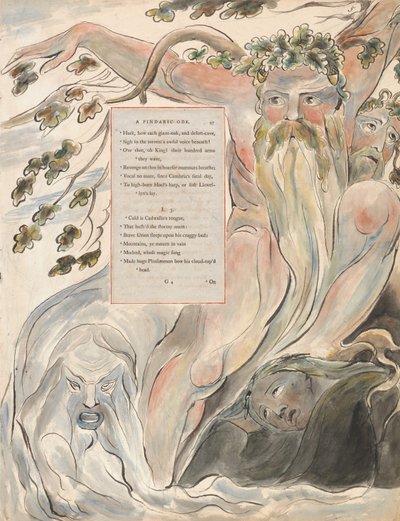 トーマス・グレイの詩、デザイン57、ザ・バード。 作： William Blake